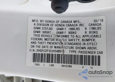 2018 Honda Civic Lx from USA, damaged, VIN 2HGFC2F55JH548915